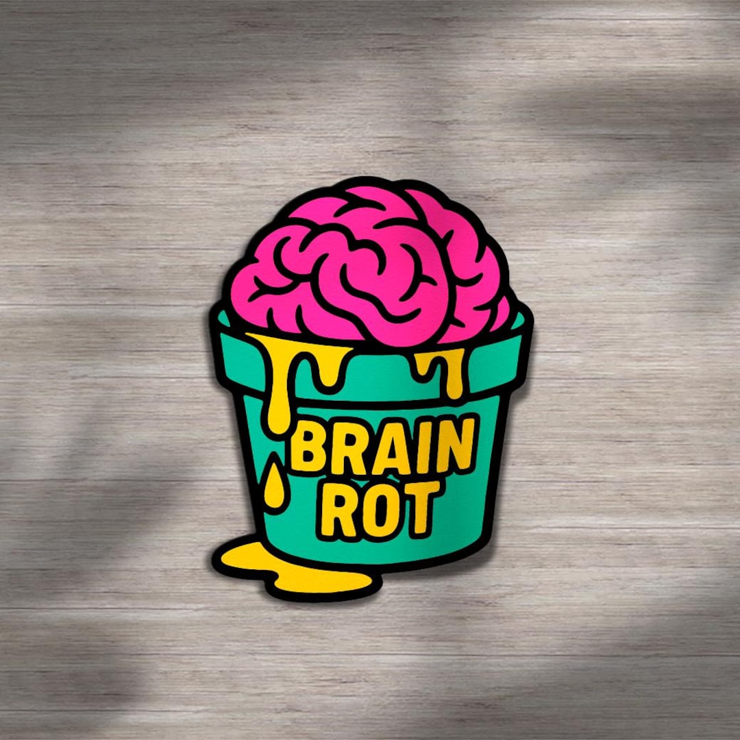 Brain Rot Sticker | Matte Vinyl Decal | Bold Neon Art for Water Bottles ...