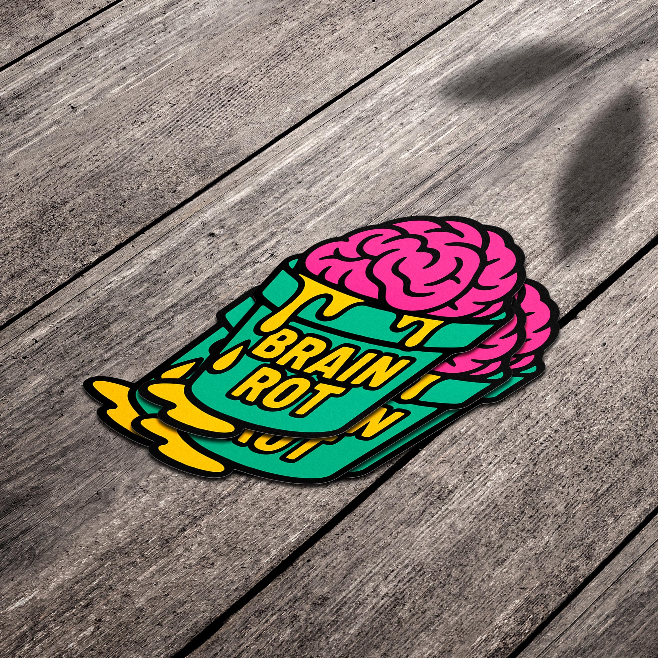 Brainrot Sticker Line Brain Rot Sticker | Matte Vinyl Decal | Bold Neon Art for Water Bottles ...