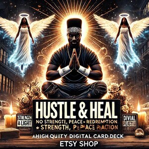 Hustle And Heal: um baralho digital para impressão de cartas de afirmação urbanas para homens, adolescentes e jovens sobre saúde mental e motivação.