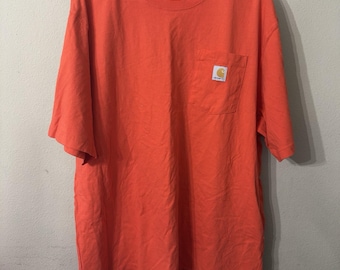 Maglietta Carhartt K87 Loose Fit a maniche corte, pesante e tascabile, taglia XL, arancione