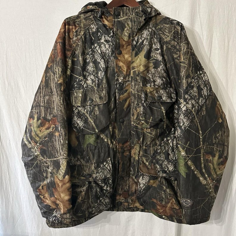 Vintage Dickies Camo Mossy oak Jacket XL Full Zip Hooded Thermal Lined Pockets image 1