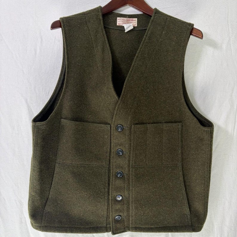 VTG C.C Filson Wool Vest Mens Size 46 Green USA Made Style 20 Hunting Workwear image 1