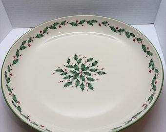 Lenox Holiday Holly and Berries Large Serving Dish - 2" Deep x 13-1/2" Diameter