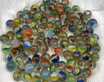 Vintage Peltier Glass Banana Cat Eye Glass Marble 1.6 LB Lot Multi Colored