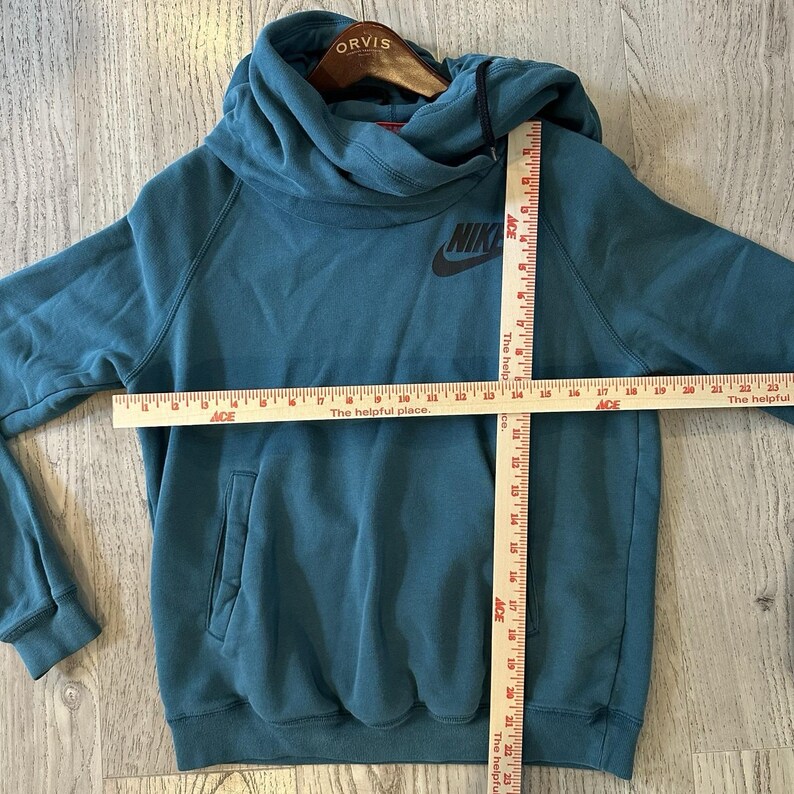 Felpa con cappuccio Nike da donna, collo a imbuto medio, verde, in pile, abbigliamento sportivo Y2K, logo Nike immagine 7