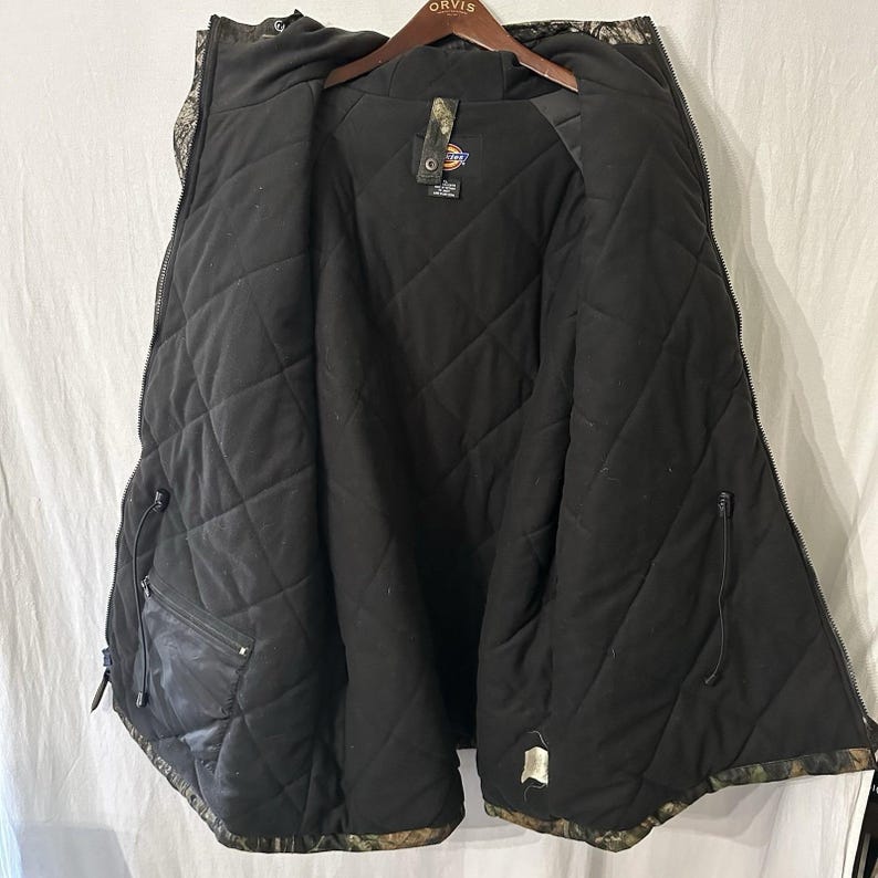 Vintage Dickies Camo Mossy oak Jacket XL Full Zip Hooded Thermal Lined Pockets image 7