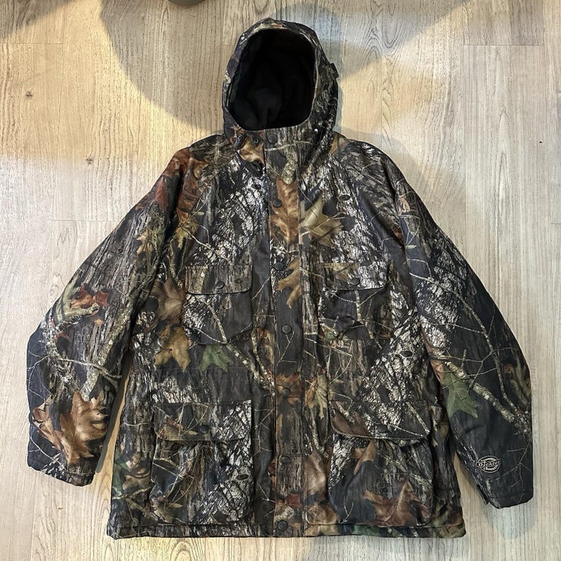 Vintage Dickies Camo Mossy oak Jacket XL Full Zip Hooded Thermal Lined Pockets image 11