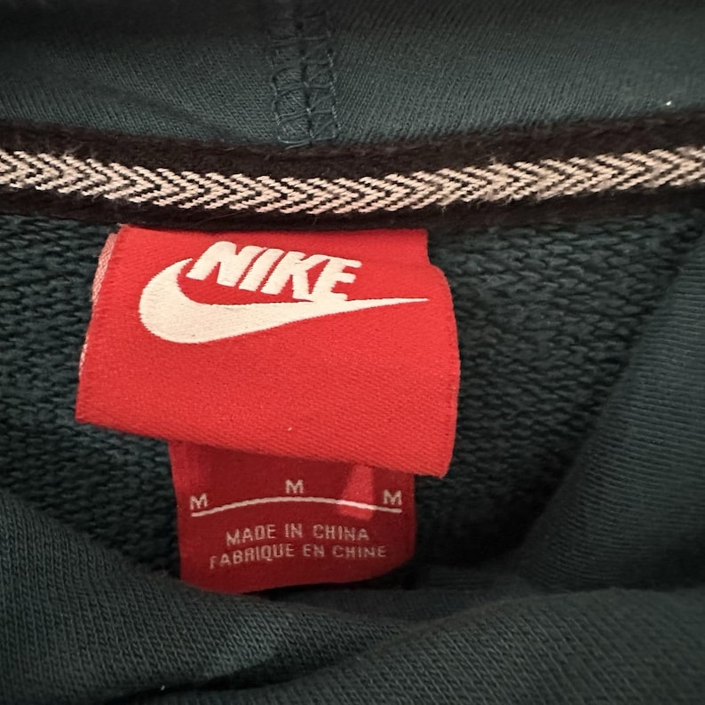 Felpa con cappuccio Nike da donna, collo a imbuto medio, verde, in pile, abbigliamento sportivo Y2K, logo Nike immagine 4