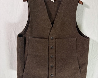 Filson Mackinaw 100% Virgin Wool Vest Mens Size 46 Brown Hunting USA Heritage