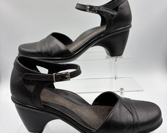 Dansko Mary Jane Shoes Size 37 US 6.5-7 Black Sandals Clogs Closed Toe Heels