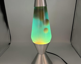Vintage Original 1990s Lava Lamp Silver Rocket Ship Starship Blue