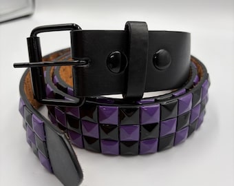 VTG 2000s Hot Topic Pyramid Studded Belt Black Purple Size 38 Y2K Emo Goth Punk