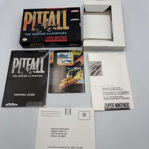 Pitfall: The Mayan Adventure Box and Manual Poster & Inserts Super Nintendo SNES