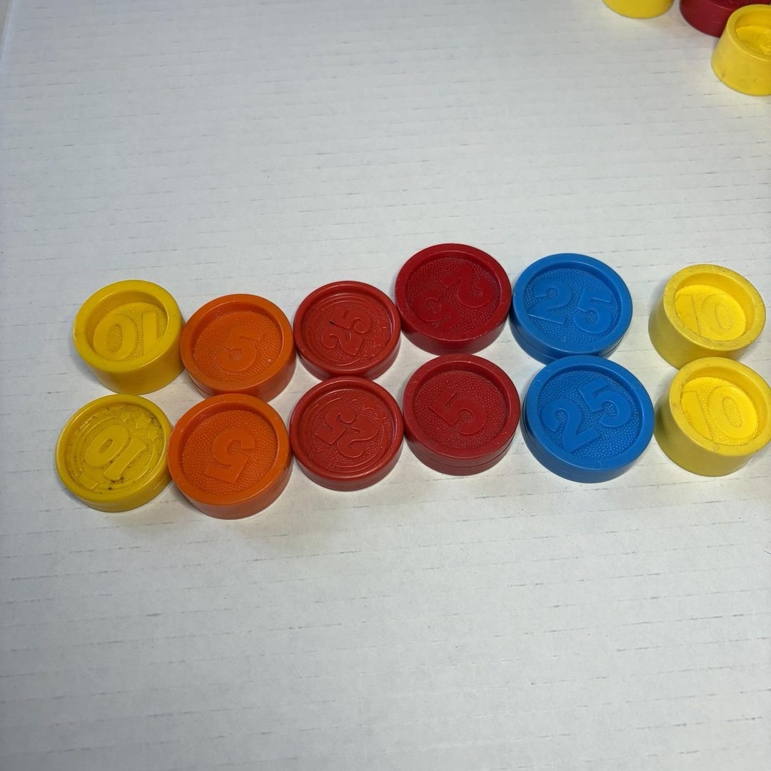 Red/yellow Math Token 10 Vtgcoins Tokens for Fisher-price Cash Register Red Blue Yellow ...