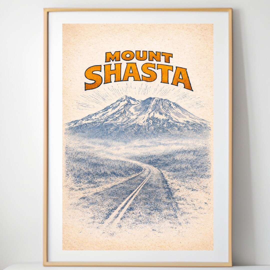 Mount Shasta Poster | Vintage Mountain Art Print - Etsy