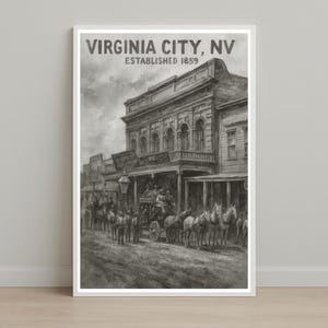 Virginia City Nevada Vintage Poster | Old West Wall Art | Historic Digital Download Print