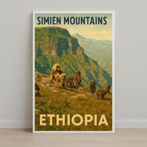 Simien Mountains Ethiopia - Vintage African Landscape Poster (Digital)