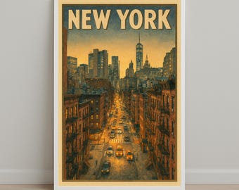 Manifesto vintage di New York City: acquerello in stile WPA (download digitale)