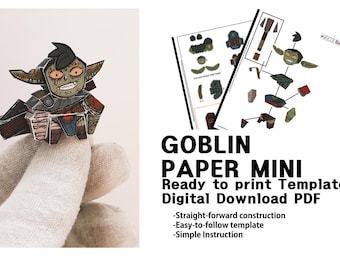 Papercraft Goblin Mini - Digital Download Template | Tabletop Miniature for D&D and TTRPGs