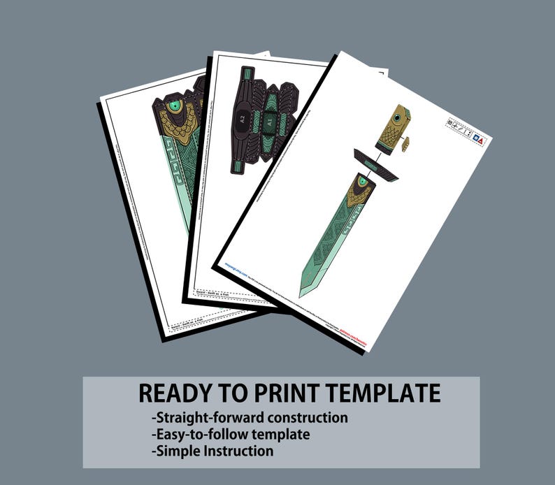 DIY Fantasy Papercraft Sword Template – Printable 3D Paper Weapon ...
