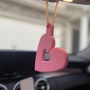 Heart Rearview Mirror Charm - Cute Pink Car Ornament - 3D Printed Car Accessory for Women