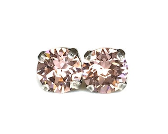 Blush Crystal Stud Earrings with Surgical Steel Posts