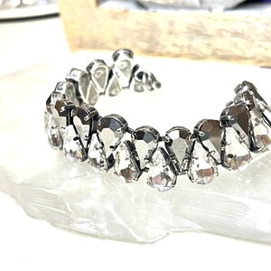 Hematite Gray and Clear Crystal pear Shaped Rhinestone Layering Bracelet, Multi Stone Tennis Bracelet image 2