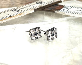 Square Crystal Stud Earrings, Austrian Crystal Bridesmaid Earrings