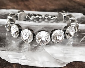 Crystal Clear Rivoli Multistone Bracelet, Luxury Brand European  Rhinestone Tennis Bracelet