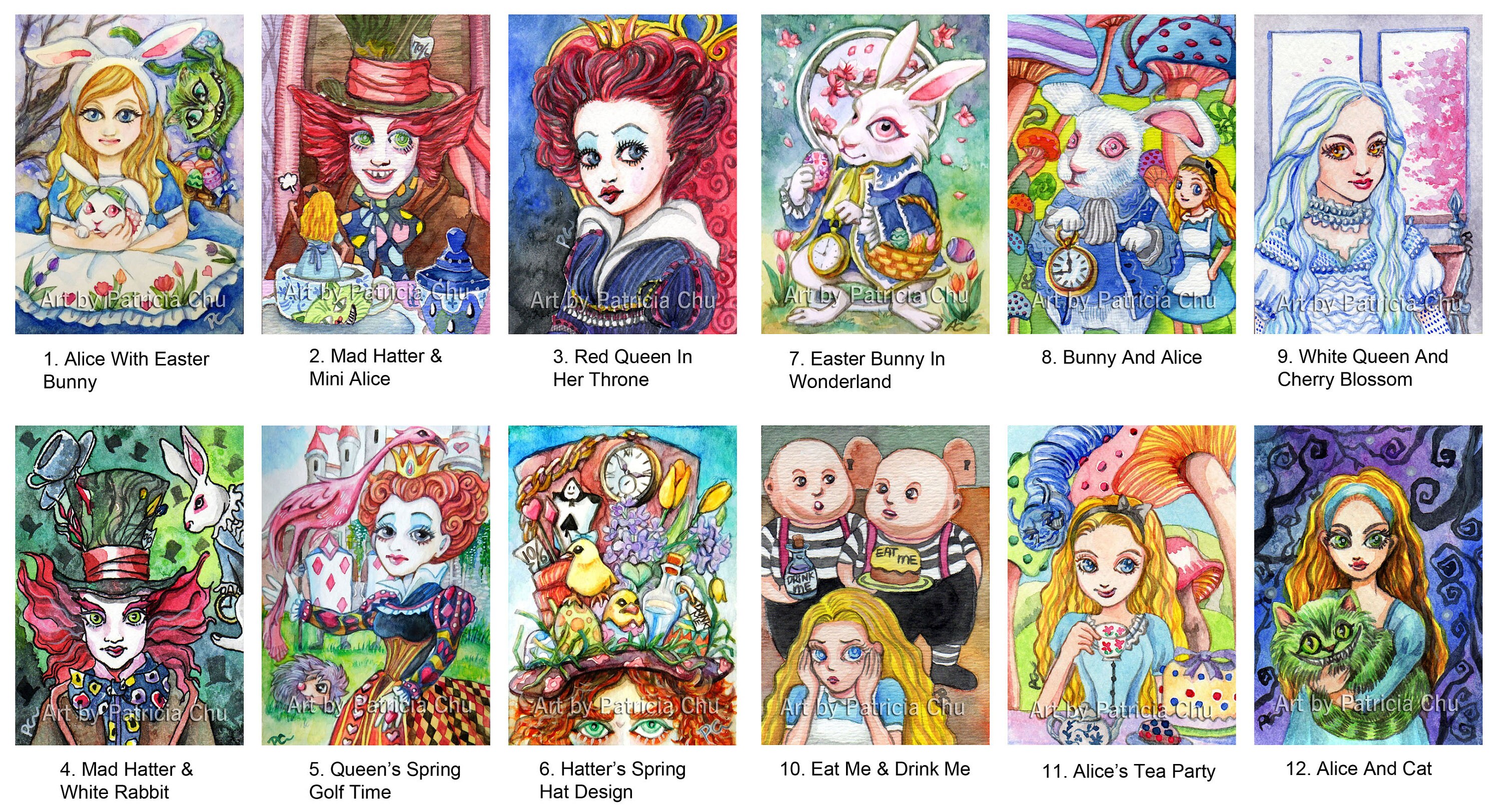 Alice In Wonderland Theme Aceo Art Print 2 5 X 3 5 Inches Etsy