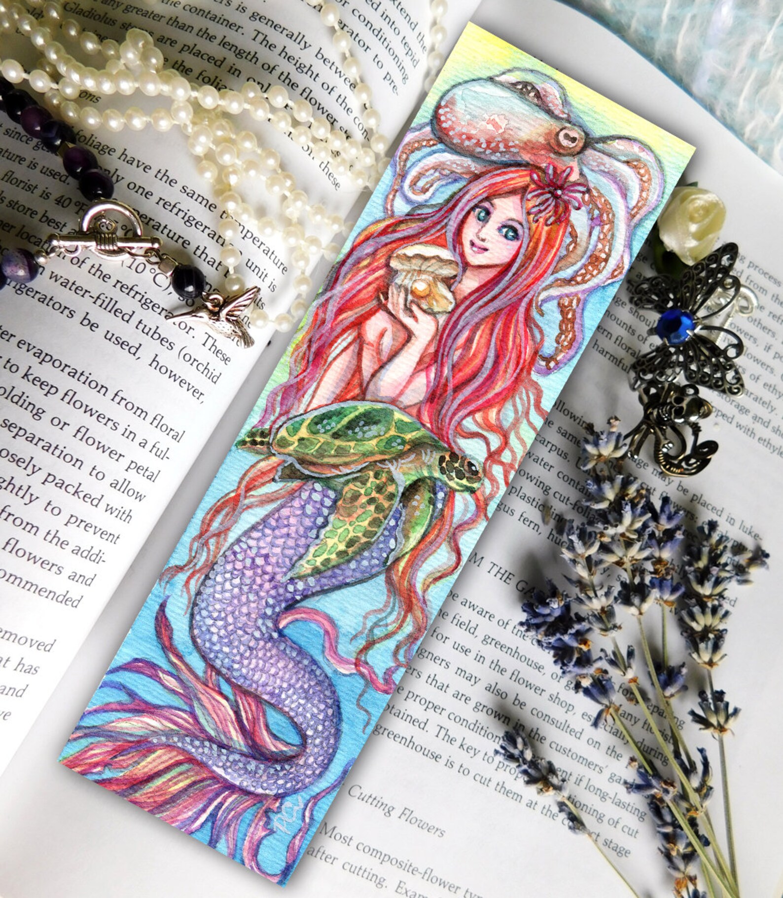 fantasy girl watercolor printable bookmarks diy scrapbooking etsy