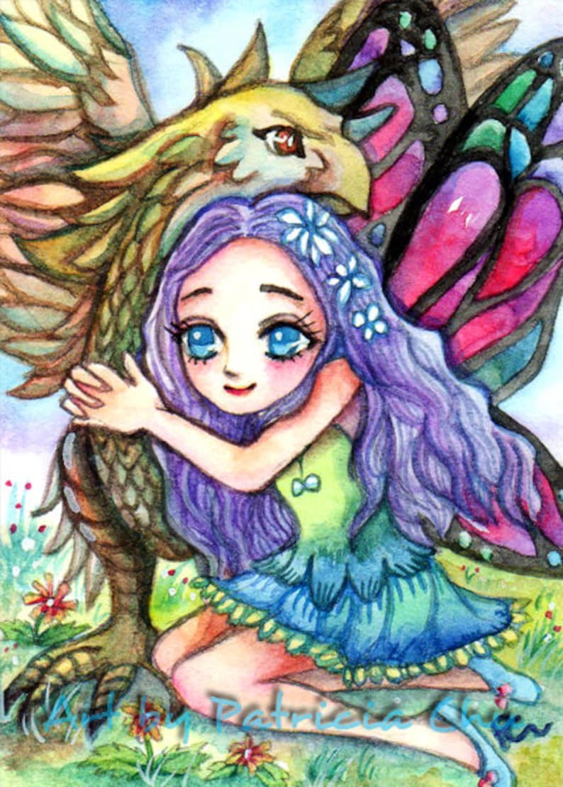 ACEO LE Art Card Print 2.5x3.5/" Hello Little Bird /" Cute Cat Art by Patricia