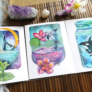 L'appel des baleines, lot de 3 cartes postales 4,25 x 5,5 po. Nature, animaux, art fantastique