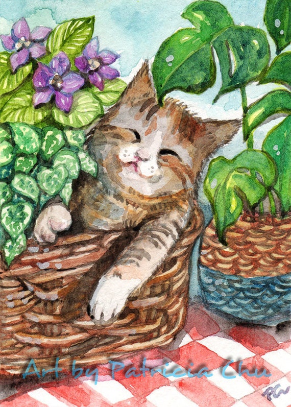 Sphinx Painting Cats Original Art ACEO Painting Sphinx Artwork Small Watercolor Cat Original Art Cats Watercolor 3.5 by 2.5/'/'