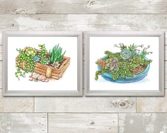 Succulent Instant Download Printable Art Nature Plant Botanical Garden Planter Painting Poster Print Wall Art Decor