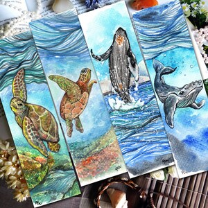 Ocean Animal Whale Sea Turtle Watercolor Printable Bookmarks DIY ...
