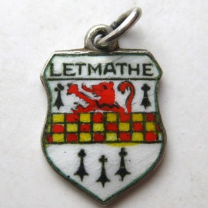 Vintage Charm Letmathe Iserlohn Germany 800 Silver Enamel Travel Shield Souvenir Bracelet Charm