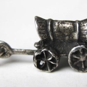 Vintage Western Covered Wagon Charm Sterling Silver Bracelet Charm