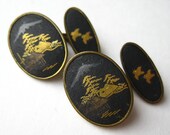 Vintage Japanese Amita Damascene Cufflinks Cuff Links