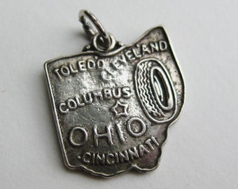 10pcs-silver Ohio State charm silver tone America Map charm