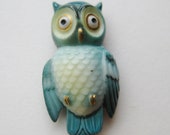Vintage Toshikane Japanese Arita Porcelain Owl Tie Tack