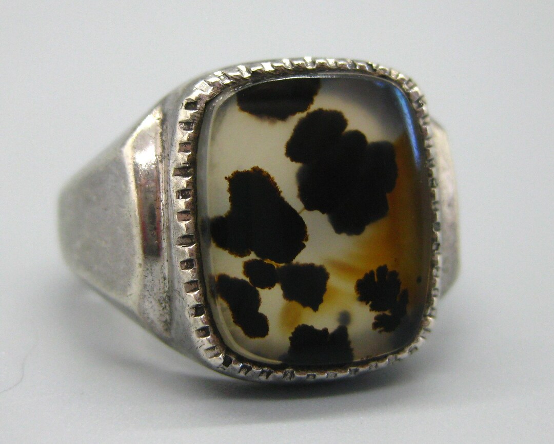 Curated visual reference: Fresh Look at Vintage Art Deco Men S Fine Moss Agate Sterling Silver