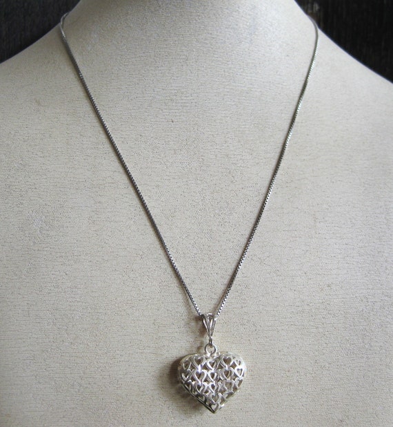 Vintage Open Hearts Sterling Silver Necklace Pend… - image 8