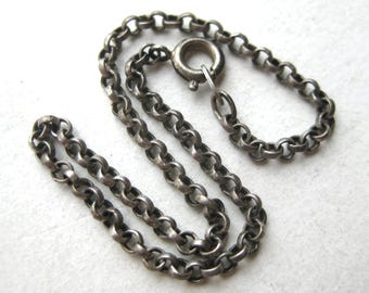 Vintage Charm Bracelet 835 Silver Chain Link 7" Starter Bracelet