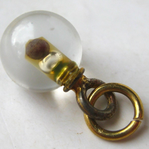 Vintage 60s Lucite Mustard Seed Amulet of Faith Mini Charm Necklace Pendant