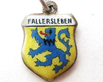 Fallersleben Charm Lower Saxony Germany 800 Silver Enamel Travel Shield Vintage Souvenir Bracelet Charm