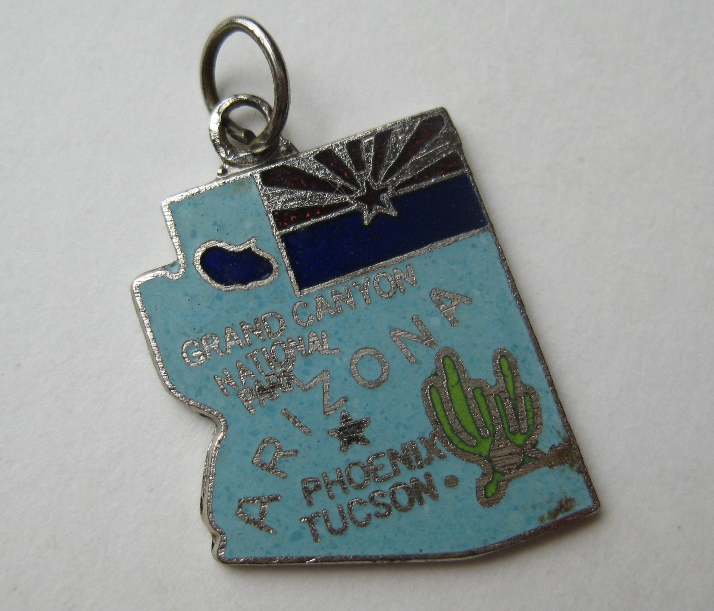 Vintage 50s Arizona State Souvenir Silver & Blue Enamel Etsy