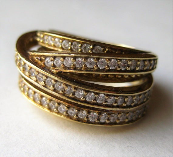 Vintage Ring Gold Vermeil Sterling Silver CZ Jewe… - image 2