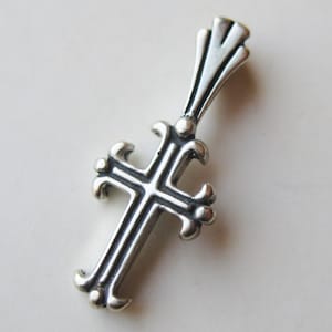 Vintage Sterling Silver Small Christian Cross Necklace Pendant