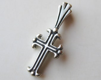 Vintage Sterling Silver Small Christian Cross Necklace Pendant